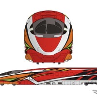 京都鉄道博物館に登場する「500 TYPE EVA-02」仕様のラッピングデザイン。