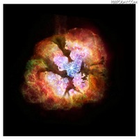 今回発見された「塵に埋もれた巨大星団」のイメージ図。中心では中質量ブラックホールが生成されると考えられる