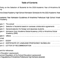 2025 Academic Year Admission Guidelines of  Hiroshima Prefectural High School Hiroshima Global Academy-Table of Contents-