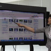 教材は電子黒板の機能で作成しても、PowerPoint、Word等で作成してもかまわない。デモではNHKのサイトから動画教材にアクセスしてみせた