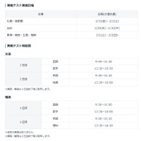 京大本番実戦テスト時間割