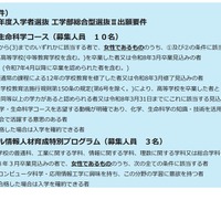 2026年度入学者選抜の工学部総合型選抜II「女子枠」出願要件