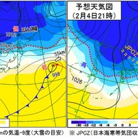 実況天気図と予想天気図