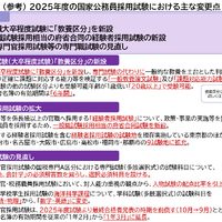 2025年度国家公務員採用試験、おもな変更点