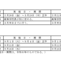 2026年度広島県公立高等学校入学者選抜日程