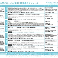 子ども大学グローバル第12期講義スケジュール
