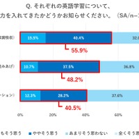 それぞれの英語学習について今まで力を入れてきたかどうか