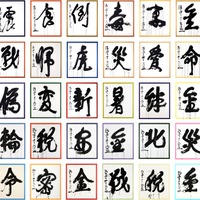 1995年から2024年までの過去30回分の「今年の漢字」の大書（揮毫：清水寺 森清範貫主）