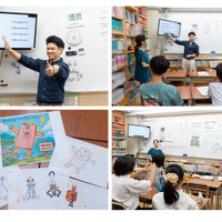 文法や表現の定着のためにクイズを取り入れたり、会話をしたりしながらキャラクターやストーリーを作っていく会話パート