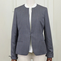 「レディースノーカラークルーネック（丸襟）ジャケット」