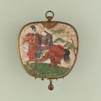 重要文化財　木製彩色婦人乗馬図華鬘（もくせいさいしきふじんじょうばずけまん）