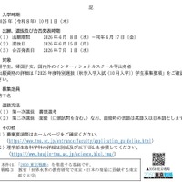 東京都立大学秋季入学の学生募集要項概要