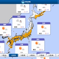 全国の天気予報、共通テスト2日目（2026年1月18日）