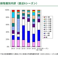 定点患者報告　年齢階層別内訳（直近6シーズン）