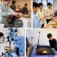 スタジオには各種電子工具が揃い、技術スタッフが常駐して学生たちのモノ作りをサポート。
