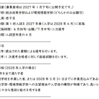 「高等専門学校卒業者対象 第3学年編入学試験」の概要