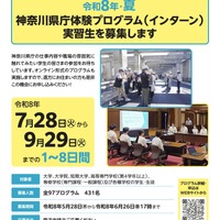 令和8年・夏 神奈川県庁体験プログラム（インターン） チラシ