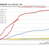麻しん累積報告数の推移 2019～2026年（第1～21週）