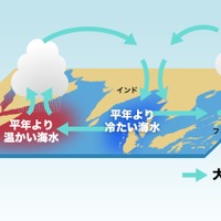 正のインド洋ダイポールモード現象　模式図