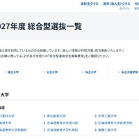 2027年度総合型選抜一覧