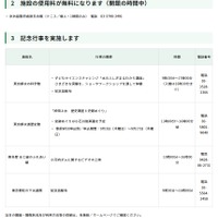 施設使用料無料、記念行事
