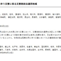 令和8年台風第25号にともなう災害に係る災害救助法適用地域
