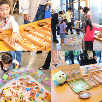 リセマム・キッズ未来博 詰め詰めキーホルダー作りとお菓子釣りのようす