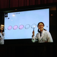 電子黒板で「テレビドラゼミ」の講義解説のデモンストレーション