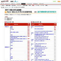 asahi.com2011年度大学入試 私立・国公立大学2次試験特集