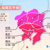 各地の桜開花予想（関東）