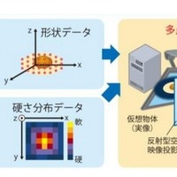 物体の硬さの触感覚伝達システムの模式図