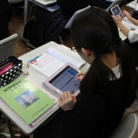 中学3年の英語公開授業、iPadのエディタで英作文