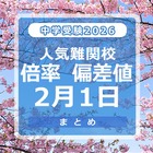 【中学受験2026】人気難関校倍率（2/1版）4模試偏差値