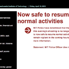 MITで発砲事件、容疑者断定も「警戒を怠るな」と声明 画像